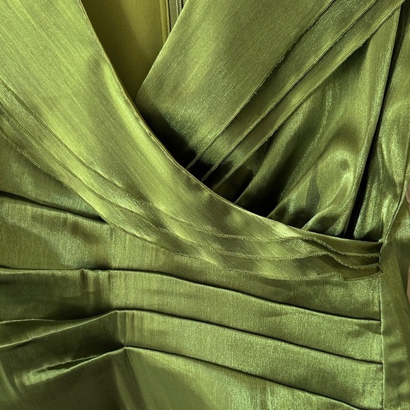 COLDWATER CREEK | Olive Satin Blouse with Sheer Sleeves - Picture 4 of 16